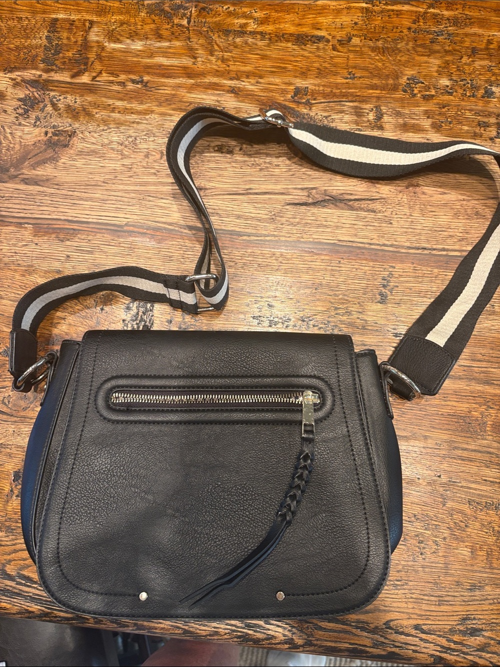 Gap Black Crossbody Shoulder Bag with Stripe Strap